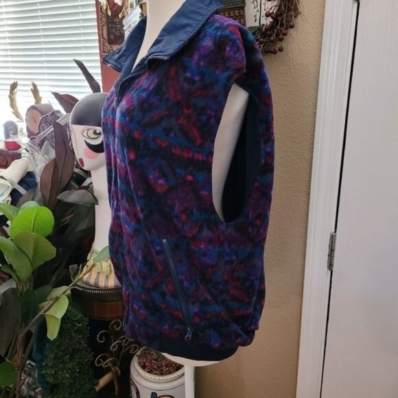 Columbia end reversible vest jacket fleece medium blue southwest print - Picture 3 of 9